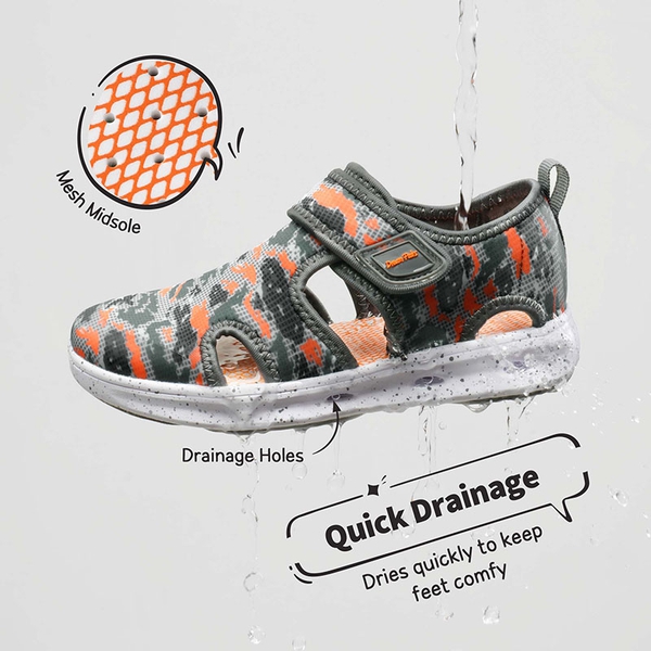 Kids Camouflage Quick Dry Water Sandals - GREY ORANGE - 1